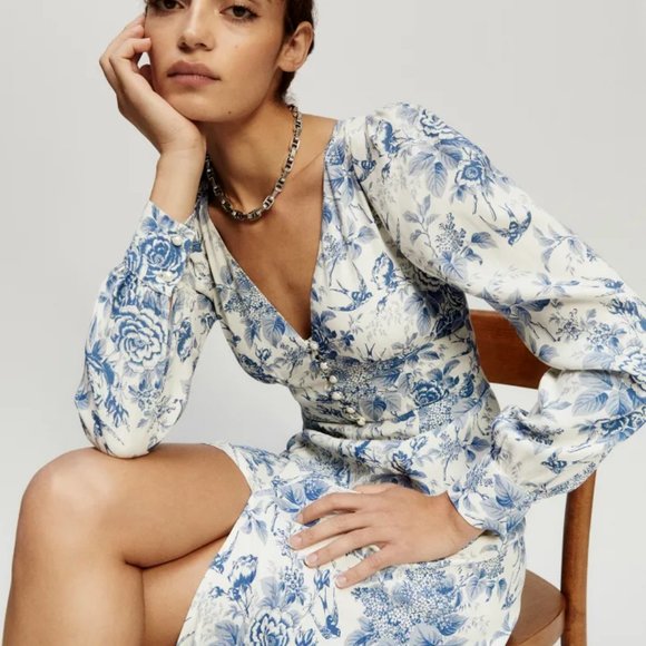 Floral Front Slit Chiffon Midi Dress - Picture 2 of 6